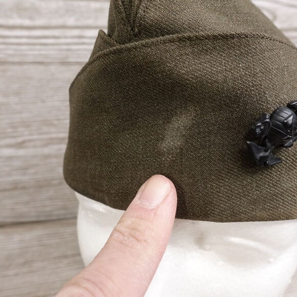 CAP GARRISON MAN'S WOOL SERGE GREEN BERET HAT SZ 6 7/8 - Picture 3 of 11